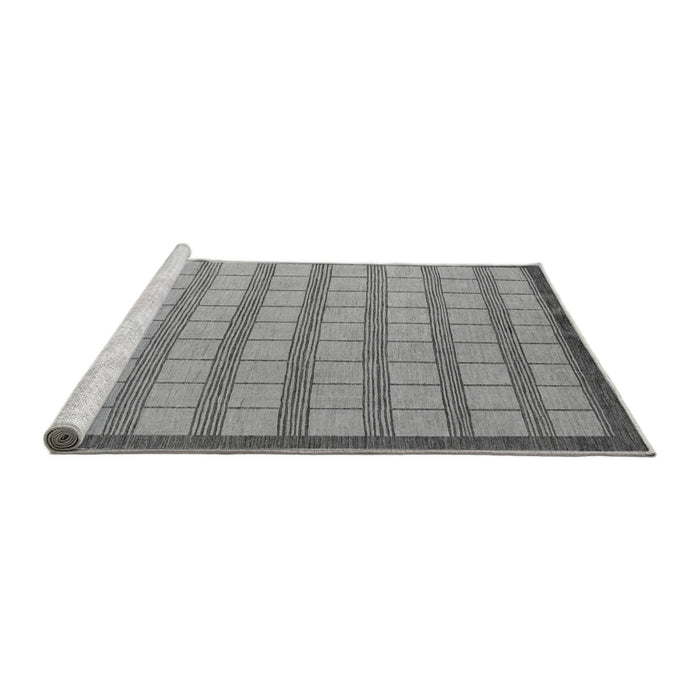 Sideview of Machine Washable Checkered Gray Modern Rug, wshabs5437gry