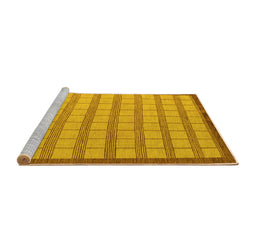 Sideview of Machine Washable Checkered Yellow Modern Rug, wshabs5437yw