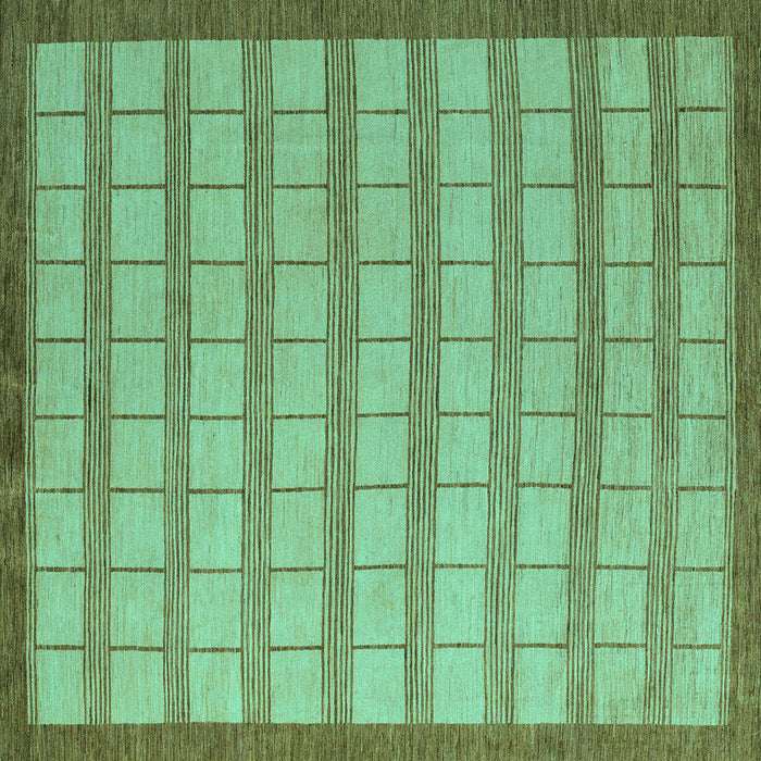 Square Machine Washable Checkered Turquoise Modern Area Rugs, wshabs5437turq