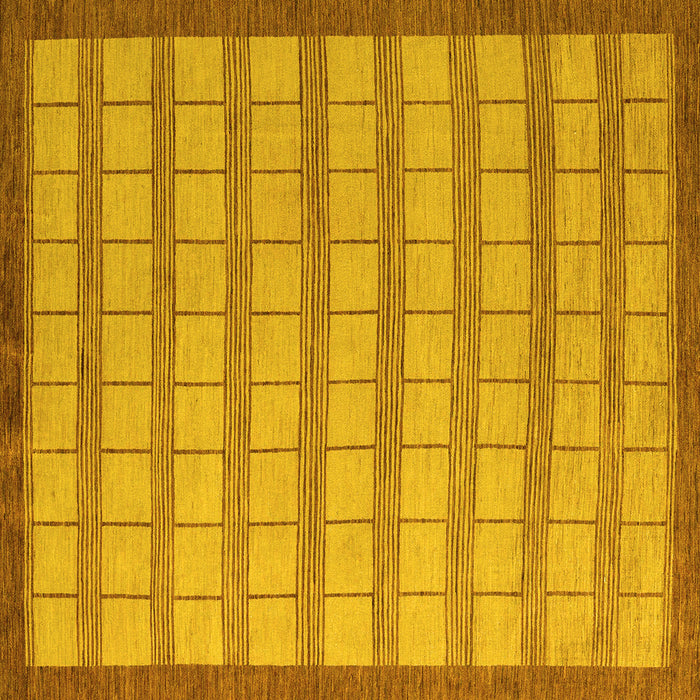 Square Machine Washable Checkered Yellow Modern Rug, wshabs5437yw