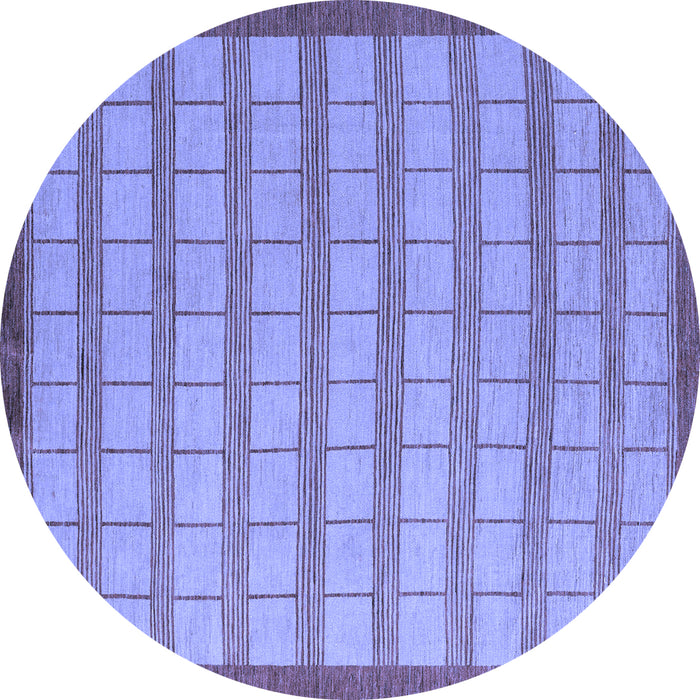 Round Machine Washable Checkered Blue Modern Rug, wshabs5437blu