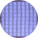 Round Machine Washable Checkered Blue Modern Rug, wshabs5437blu