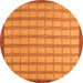 Round Machine Washable Checkered Orange Modern Area Rugs, wshabs5437org