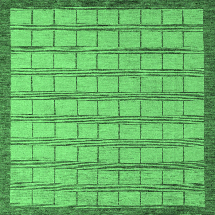 Square Machine Washable Checkered Emerald Green Modern Area Rugs, wshabs5437emgrn