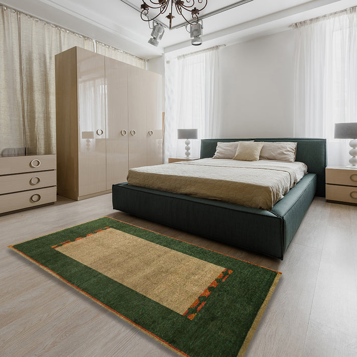 Abstract Dark Brown Modern Rug in a Bedroom, abs5438