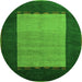 Round Abstract Green Modern Rug, abs5438grn