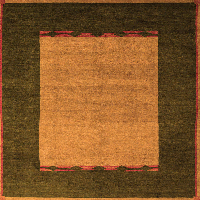 Square Machine Washable Abstract Orange Modern Area Rugs, wshabs5438org