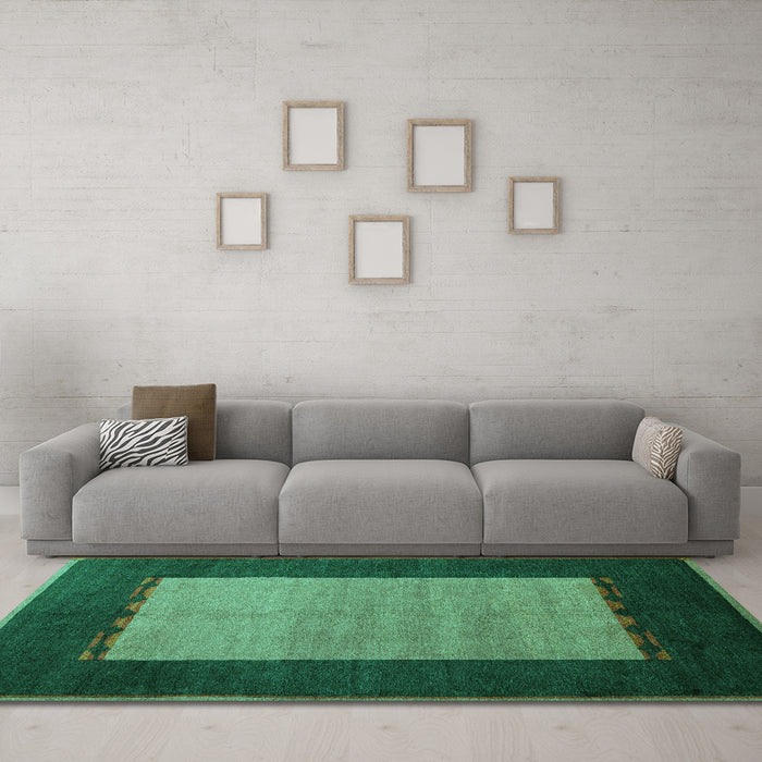 Machine Washable Abstract Turquoise Modern Area Rugs in a Living Room,, wshabs5438turq