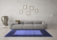 Machine Washable Abstract Blue Modern Rug, wshabs5438blu