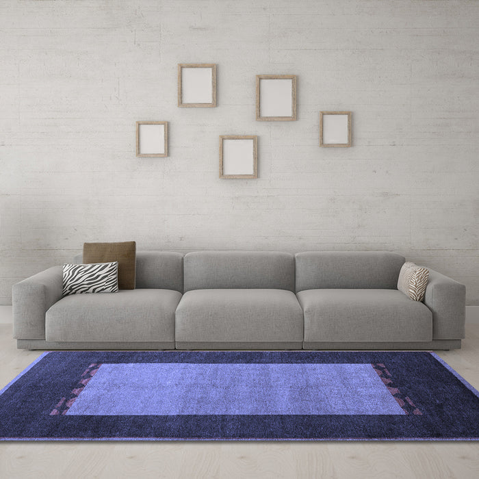 Machine Washable Abstract Blue Modern Rug in a Living Room, wshabs5438blu
