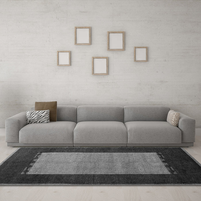 Machine Washable Abstract Gray Modern Rug in a Living Room,, wshabs5438gry