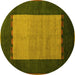 Round Abstract Yellow Modern Rug, abs5438yw