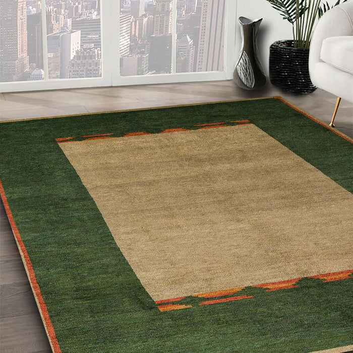 Abstract Dark Brown Modern Rug in Family Room, abs5438