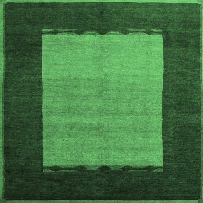 Square Abstract Emerald Green Modern Rug, abs5438emgrn