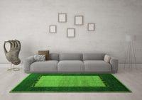 Machine Washable Abstract Green Modern Rug, wshabs5438grn