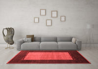 Machine Washable Abstract Red Modern Rug, wshabs5438red