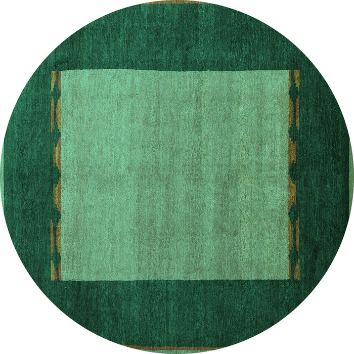 Round Abstract Turquoise Modern Rug, abs5438turq
