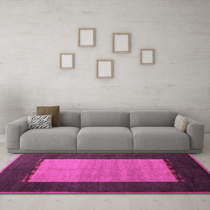 Machine Washable Abstract Pink Modern Rug in a Living Room, wshabs5438pnk