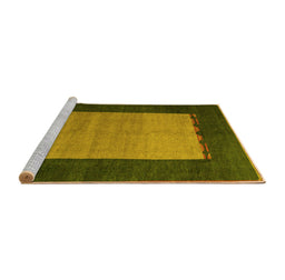 Sideview of Machine Washable Abstract Yellow Modern Rug, wshabs5438yw