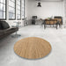 Round Machine Washable Abstract Red Rug in a Office, wshabs5439