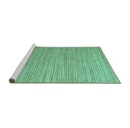 Sideview of Machine Washable Abstract Turquoise Modern Area Rugs, wshabs5439turq