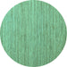 Round Abstract Turquoise Modern Rug, abs5439turq