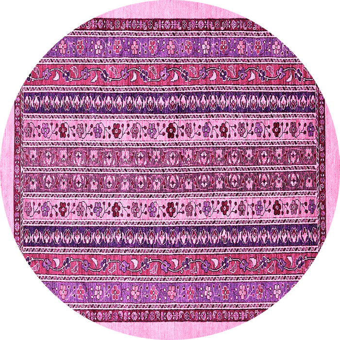 Round Machine Washable Abstract Pink Modern Rug, wshabs543pnk