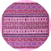 Round Machine Washable Abstract Pink Modern Rug, wshabs543pnk