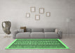 Machine Washable Abstract Emerald Green Modern Area Rugs in a Living Room,, wshabs543emgrn