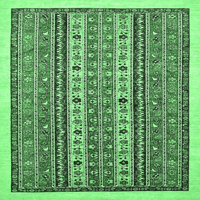 Square Machine Washable Abstract Emerald Green Modern Area Rugs, wshabs543emgrn