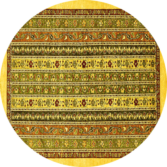 Round Abstract Yellow Modern Rug, abs543yw