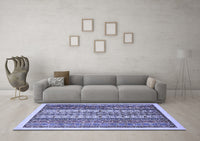 Machine Washable Abstract Blue Modern Rug, wshabs543blu