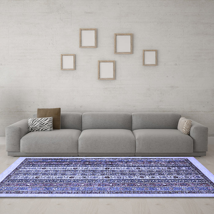 Machine Washable Abstract Blue Modern Rug in a Living Room, wshabs543blu