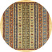 Round Abstract Red Brown Modern Rug, abs543