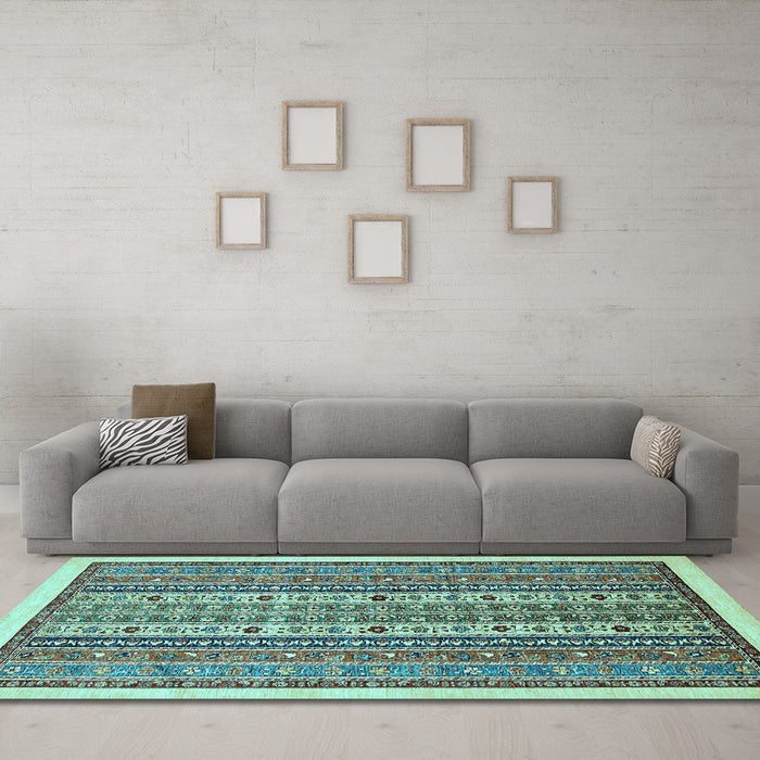 Machine Washable Abstract Light Blue Modern Rug in a Living Room, wshabs543lblu