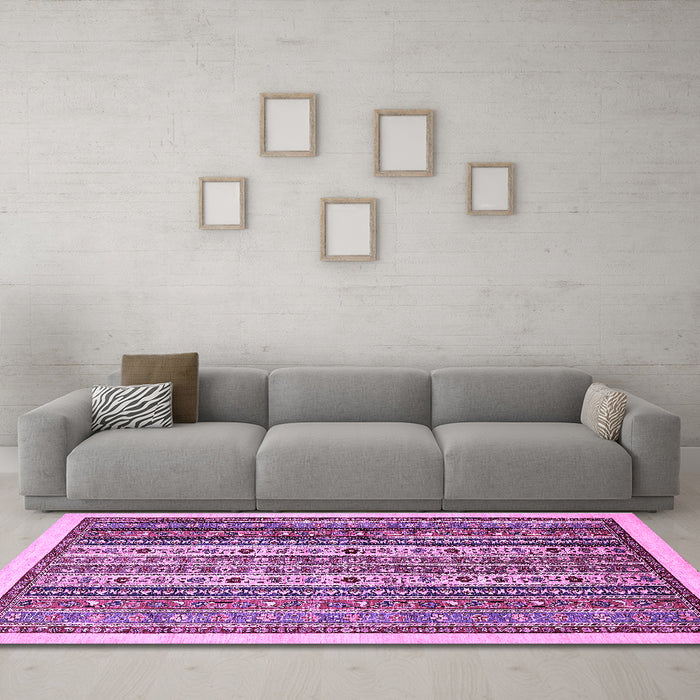 Machine Washable Abstract Purple Modern Area Rugs in a Living Room, wshabs543pur