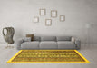 Machine Washable Abstract Yellow Modern Rug in a Living Room, wshabs543yw