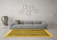 Machine Washable Abstract Yellow Modern Rug, wshabs543yw