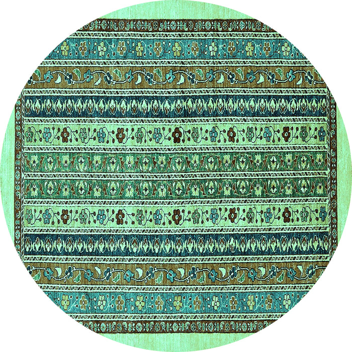 Round Abstract Turquoise Modern Rug, abs543turq