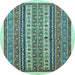 Round Abstract Light Blue Modern Rug, abs543lblu