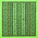 Square Machine Washable Abstract Green Modern Area Rugs, wshabs543grn