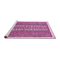 Sideview of Machine Washable Abstract Pink Modern Rug, wshabs543pnk