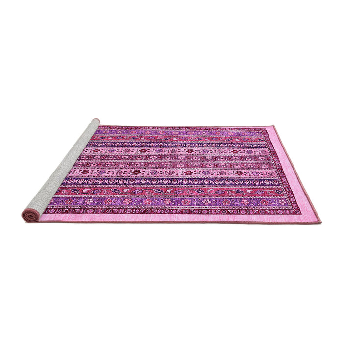 Sideview of Machine Washable Abstract Pink Modern Rug, wshabs543pnk