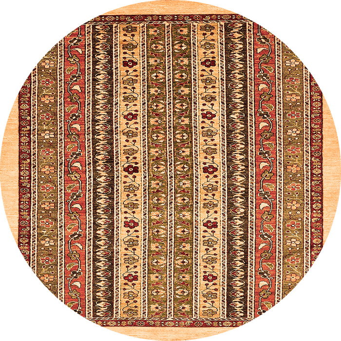 Round Machine Washable Abstract Orange Modern Area Rugs, wshabs543org