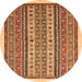 Round Machine Washable Abstract Orange Modern Area Rugs, wshabs543org