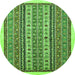 Round Machine Washable Abstract Green Modern Area Rugs, wshabs543grn