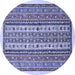 Round Machine Washable Abstract Blue Modern Rug, wshabs543blu