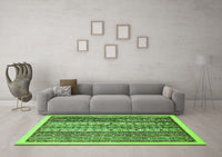 Machine Washable Abstract Green Modern Rug, wshabs543grn