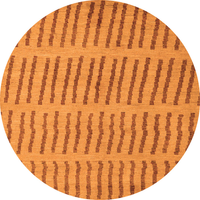 Round Machine Washable Solid Orange Modern Area Rugs, wshabs5440org
