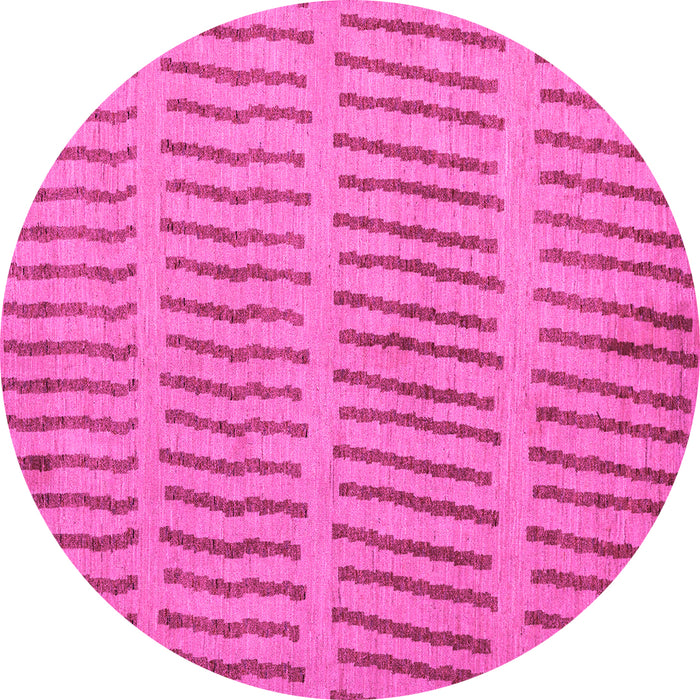 Round Machine Washable Solid Pink Modern Rug, wshabs5440pnk